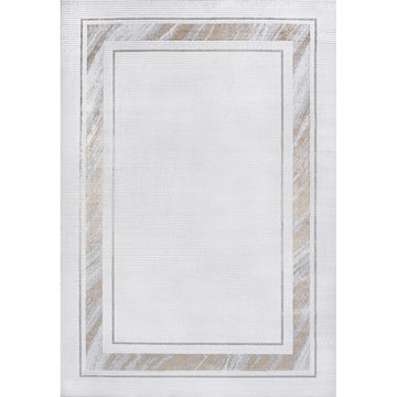 Athens Classic Border Marble Pattern High-low Area Rug